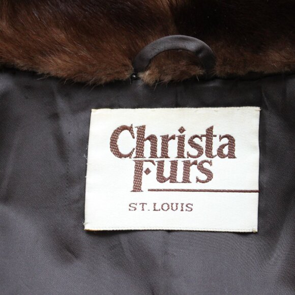 Christa Furs VINTAGE 80's RANCH BROWN GENUINE REAL FULL LENGTH MINK FUR COAT XL - Picture 7 of 12